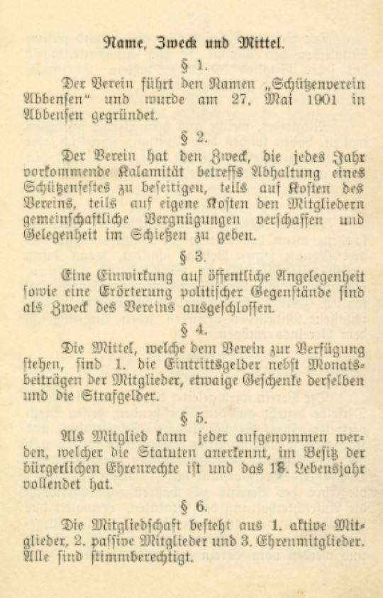 Satzung 1901